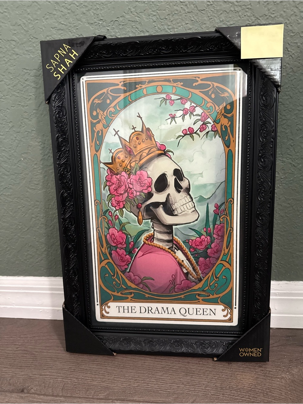 Sapna Shah "The Drama Queen" Framed Art - Pink, Gold, Teal